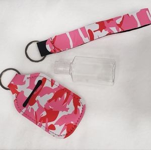 Pink Camo Lotion Holder with Matching Wristlet Lanyard